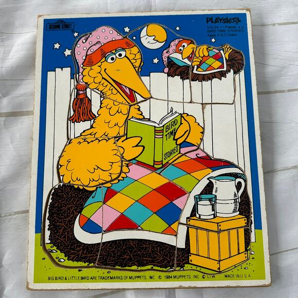 Vintage Playskool Big Bird Bird Time Stories 11 Piece Puzzle 315-24 - Picture 1 of 16